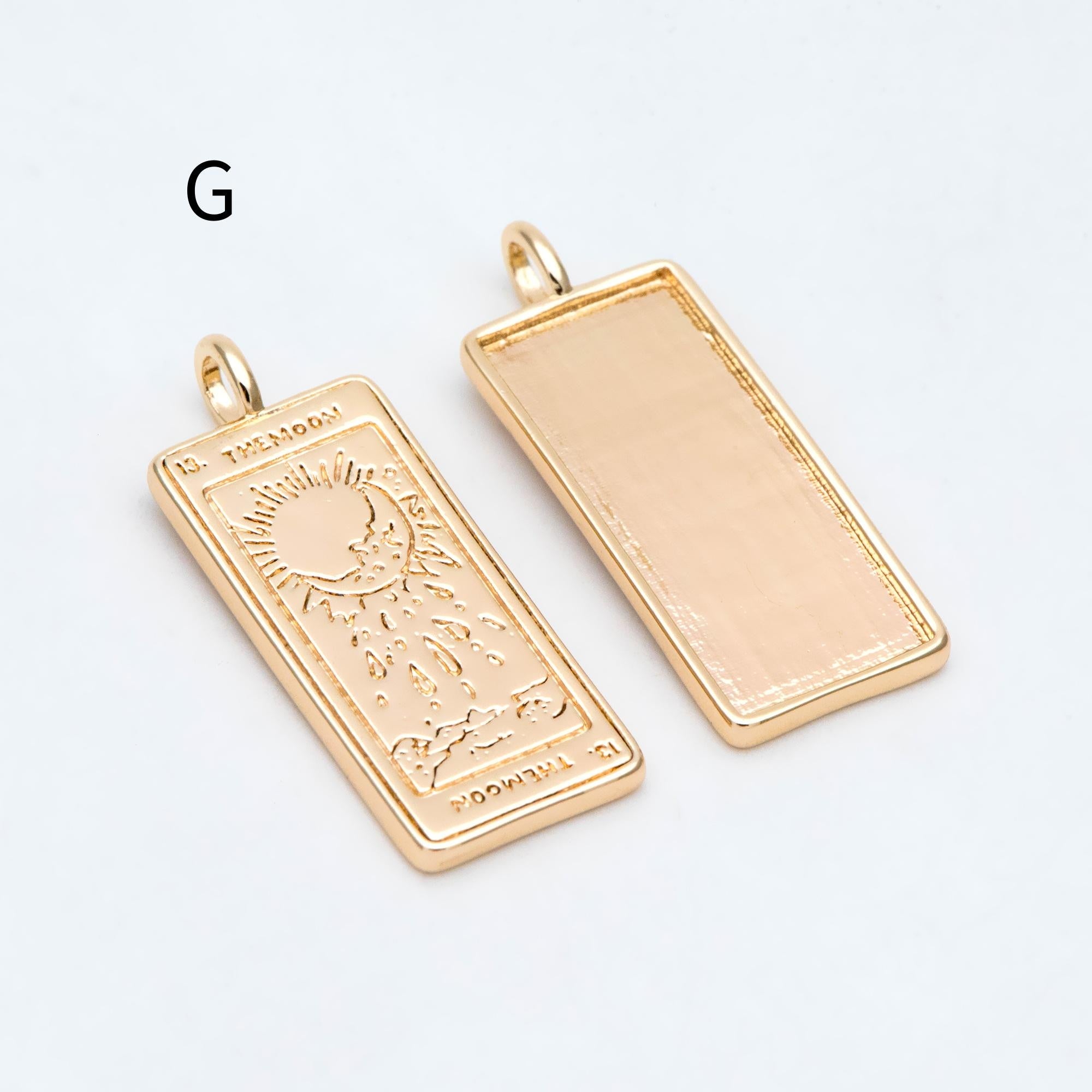 4pcs Gold/ Silver Tone Moon and Star Charm, 18K Gold/ Rhodium plated Brass, Celestial Charm Pendants (GB-2394)