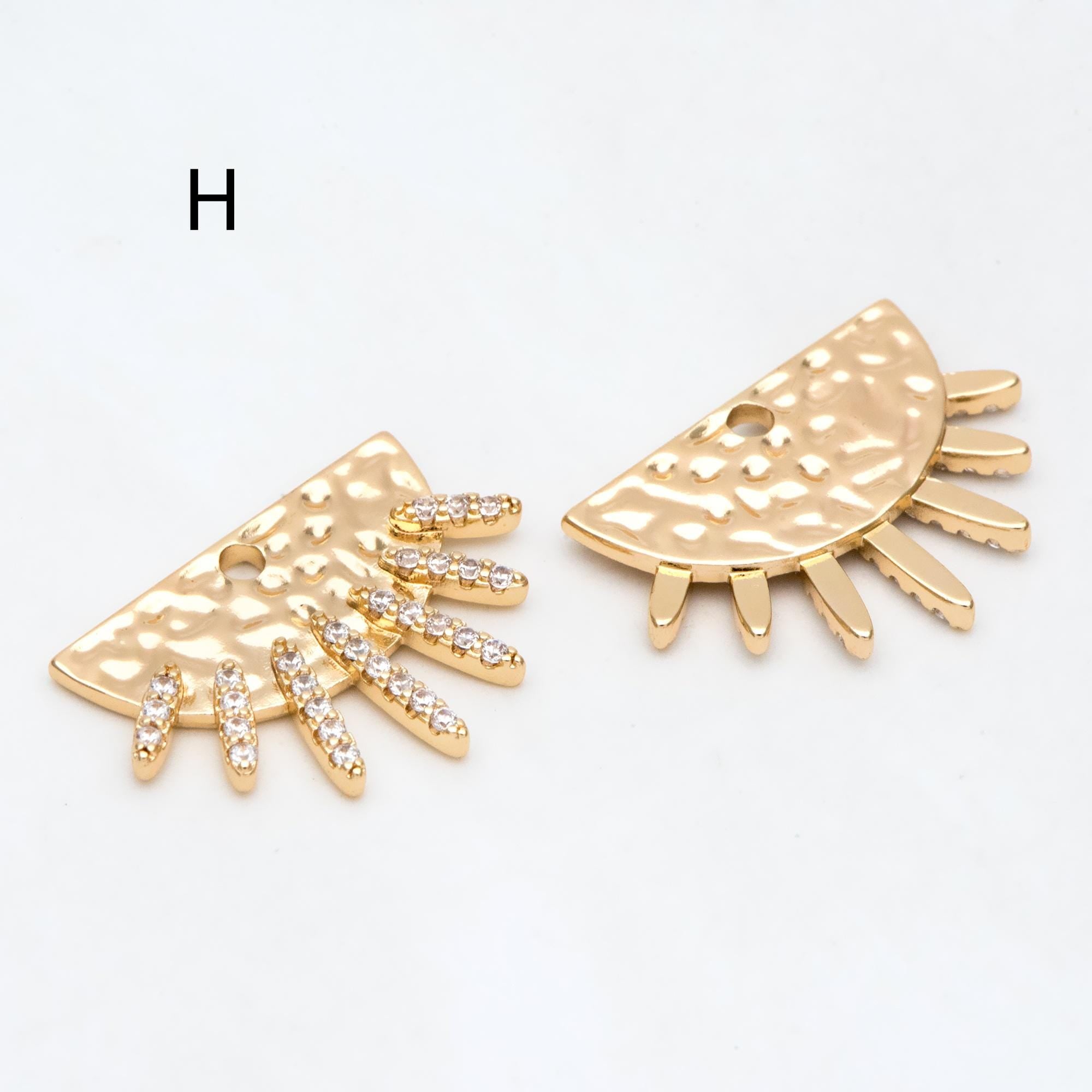 4pcs CZ Pave Gold/ Silver Sun Charms, 18K Gold/ Rhodium plated Brass, Sun Pendants (GB-2259)