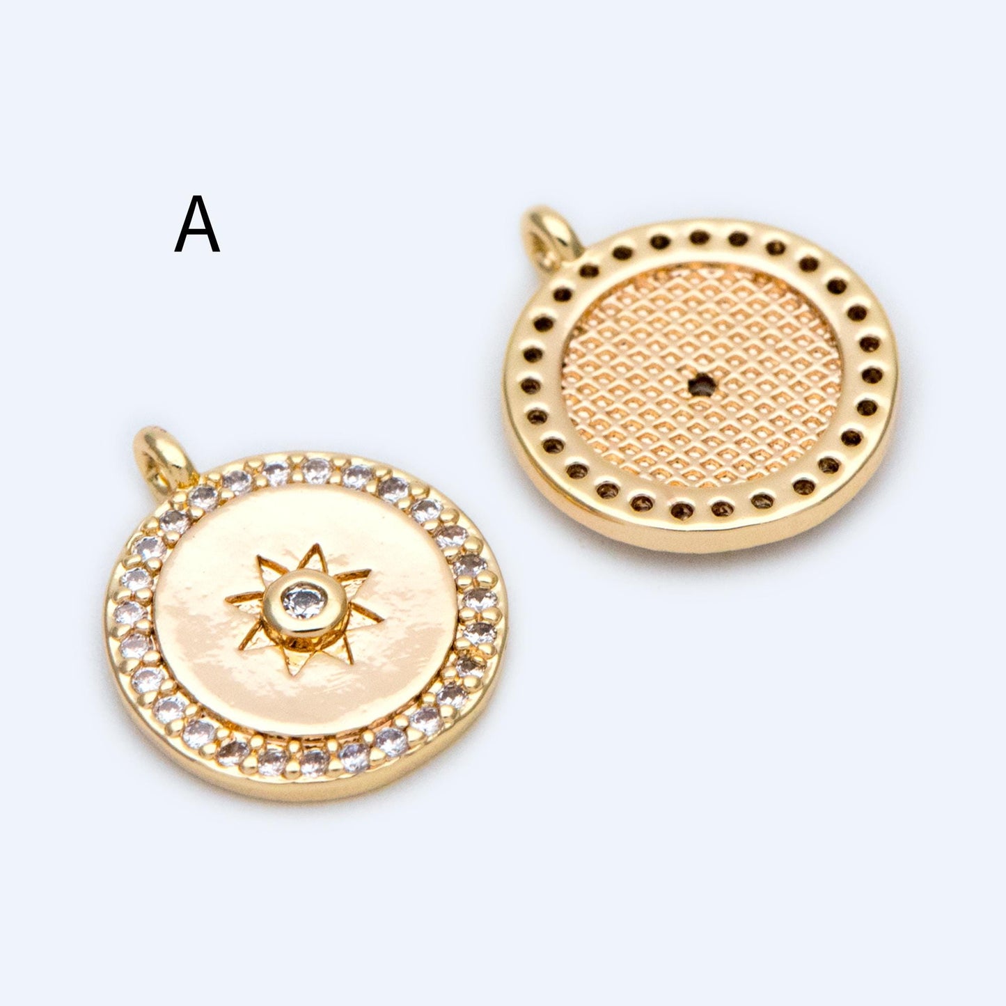 4pcs Gold Sun Charms , 18K Gold plated Brass, Sun Pendants Wholesale (GB-1311)