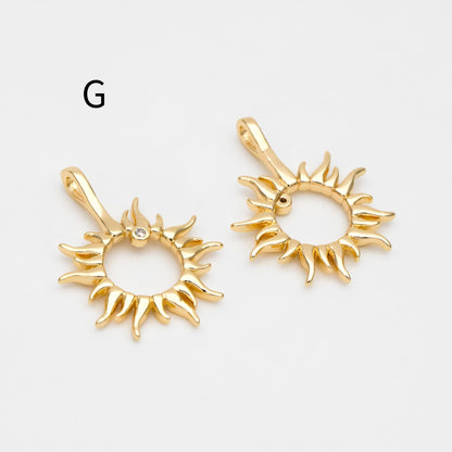 4pcs Gold Sun Charms , 18K Gold plated Brass, Sun Pendants Wholesale (GB-1311)