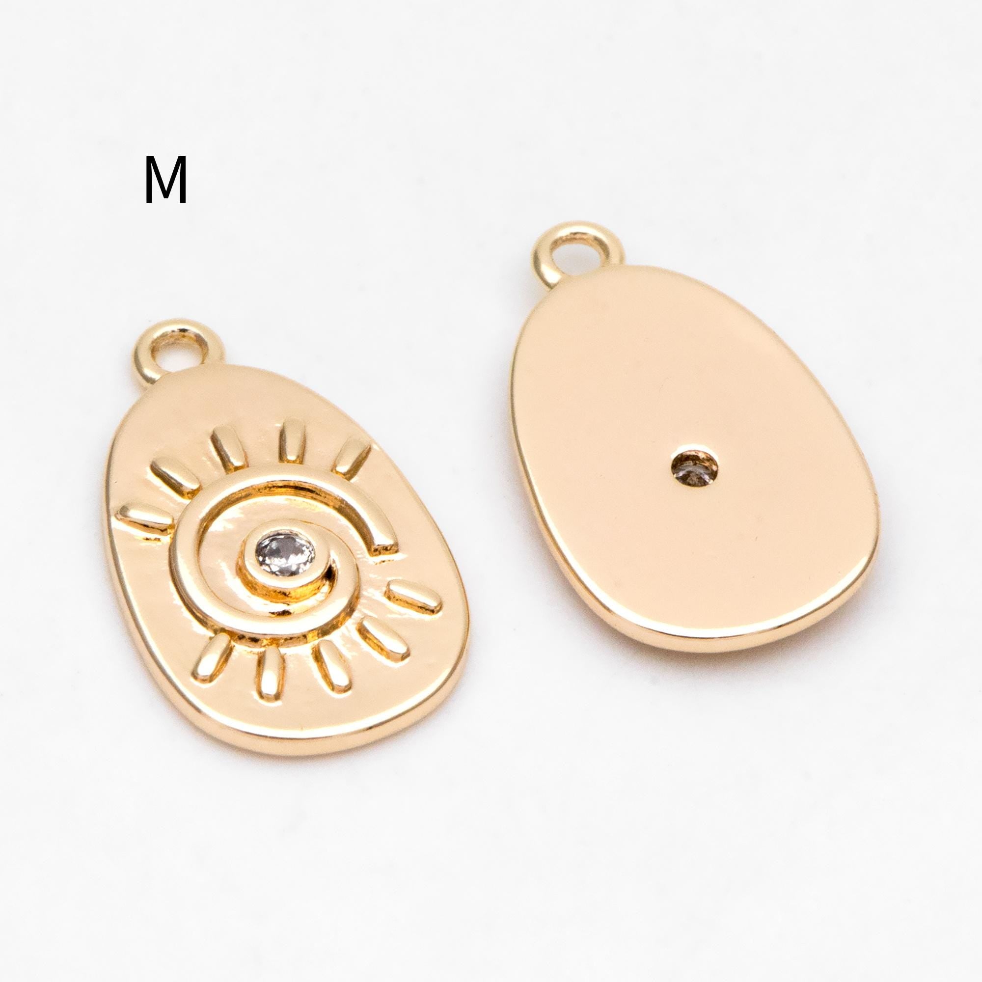 4pcs Gold Sun Charms , 18K Gold plated Brass, Sun Pendants Wholesale (GB-1311)