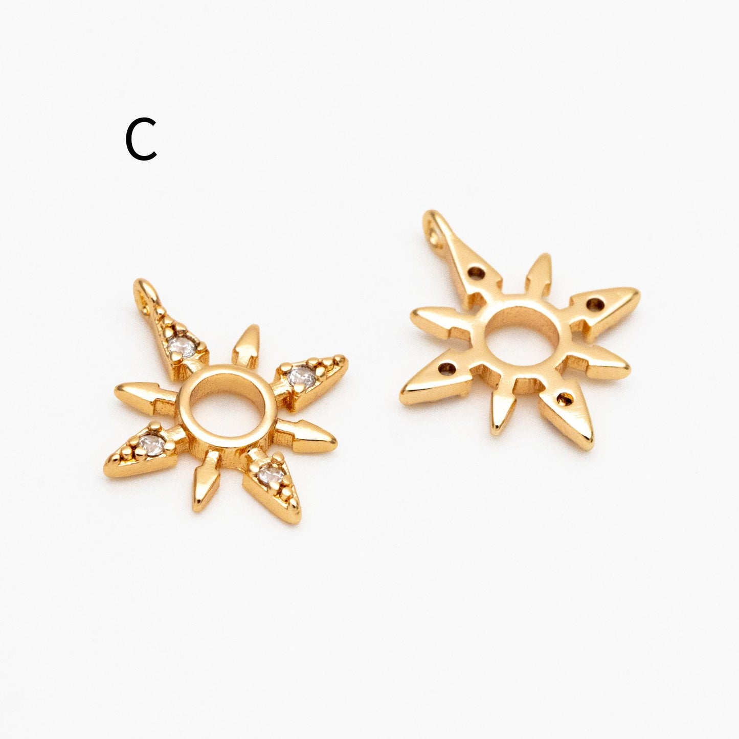 10pcs Gold/ Silver Tone North Star Charm, 18K Gold/ Rhodium plated Brass Mini Star Pendants (GB-924)