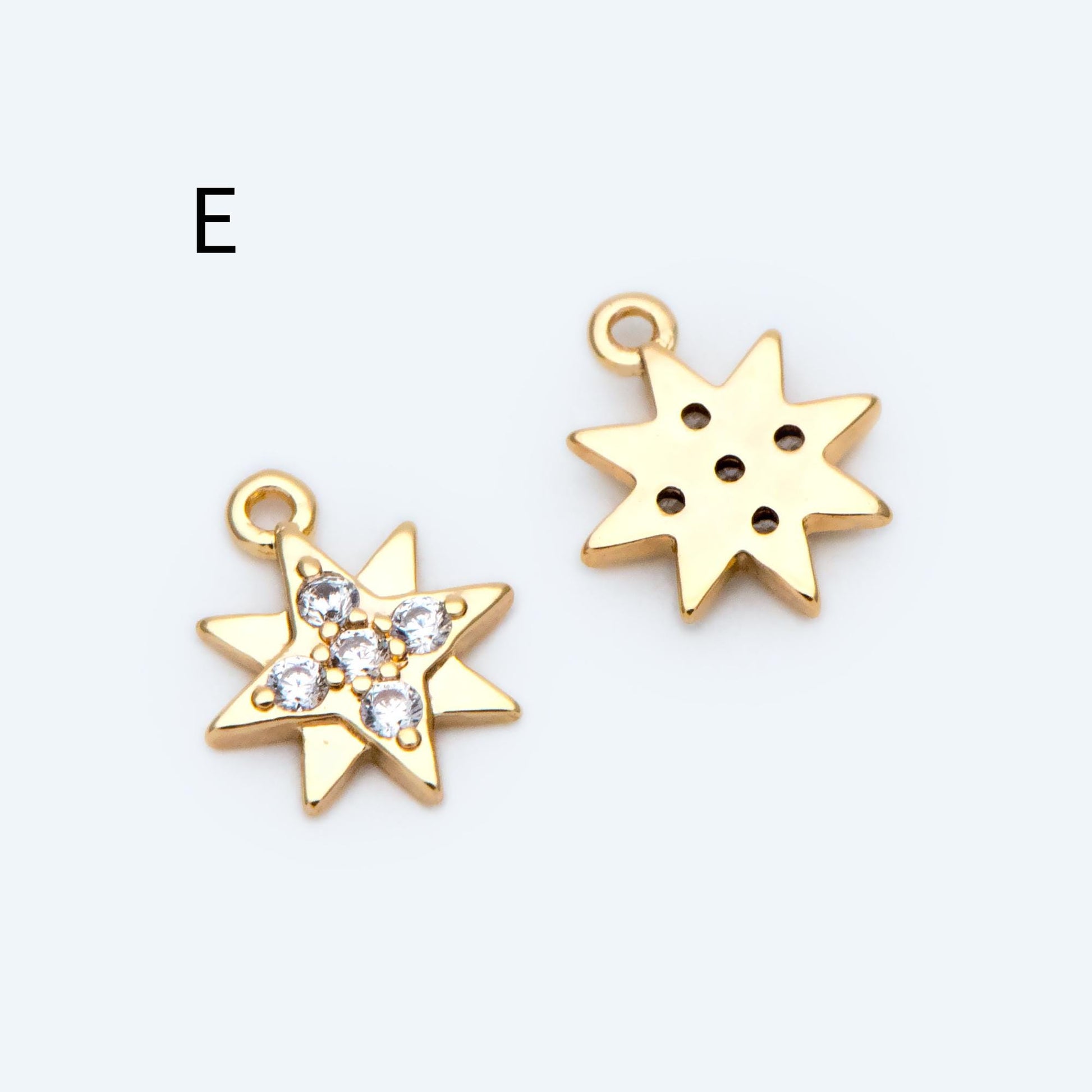 10pcs Gold/ Silver Tone North Star Charm, 18K Gold/ Rhodium plated Brass Mini Star Pendants (GB-924)