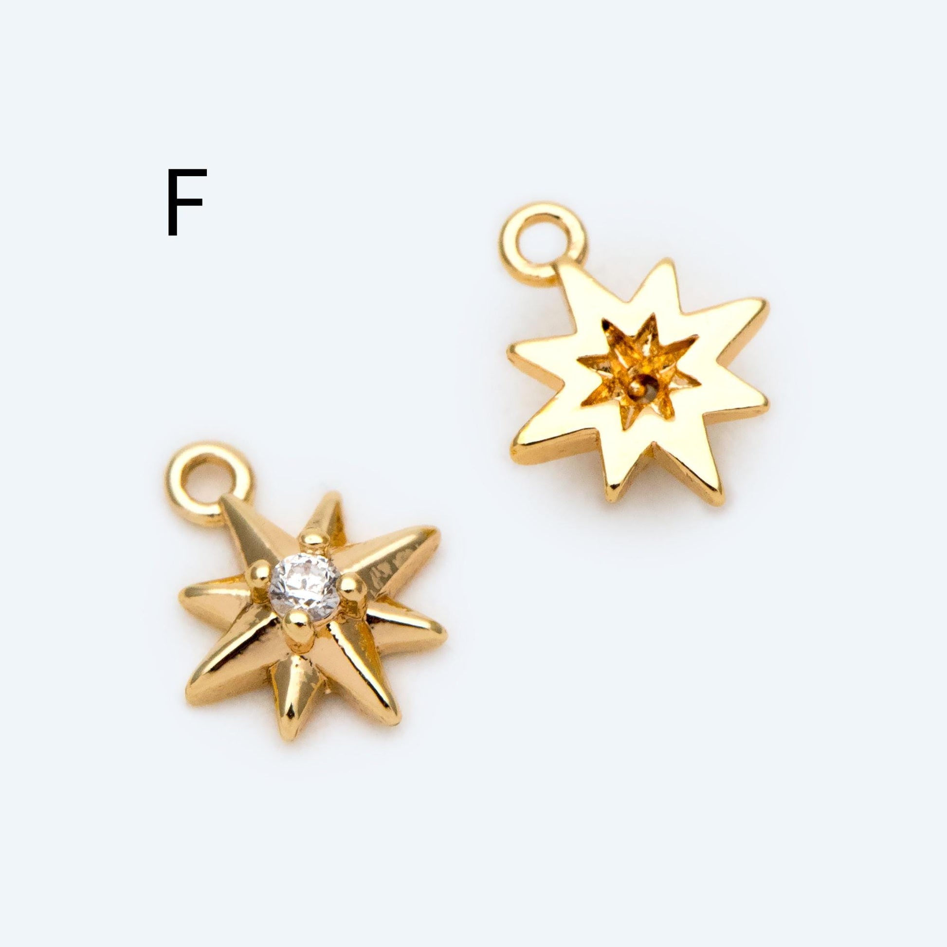 10pcs Gold/ Silver Tone North Star Charm, 18K Gold/ Rhodium plated Brass Mini Star Pendants (GB-924)