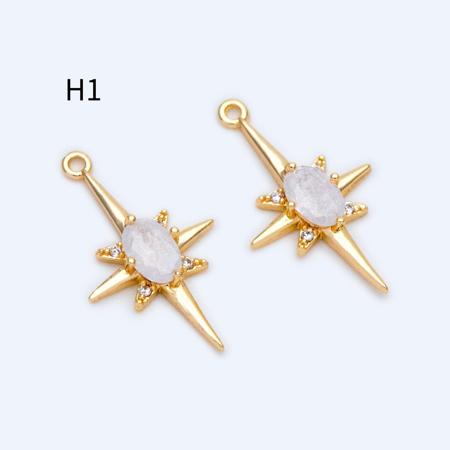 10pcs Gold/ Silver Tone North Star Charm, 18K Gold/ Rhodium plated Brass Mini Star Pendants (GB-924)