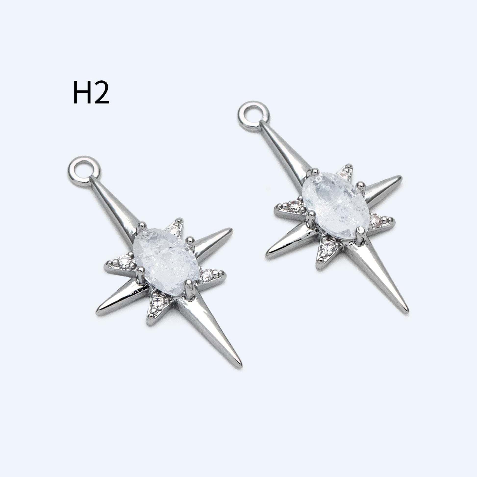 10pcs Gold/ Silver Tone North Star Charm, 18K Gold/ Rhodium plated Brass Mini Star Pendants (GB-924)