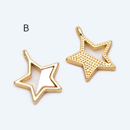 4pcs Gold Star Charm, Earring Findings, Jewelry Making, Diy Material, Jewelry Supplies (GB-2900)