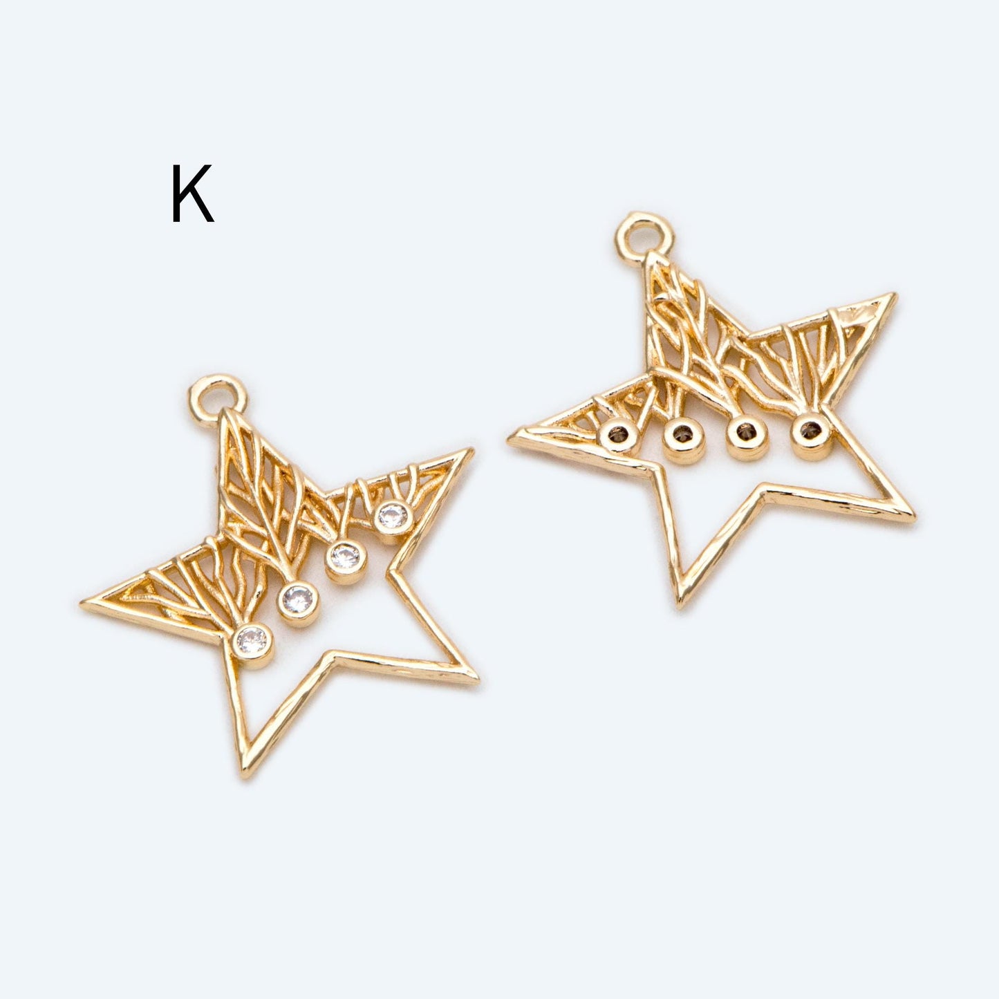 4pcs Gold Star Charm, Earring Findings, Jewelry Making, Diy Material, Jewelry Supplies (GB-2900)