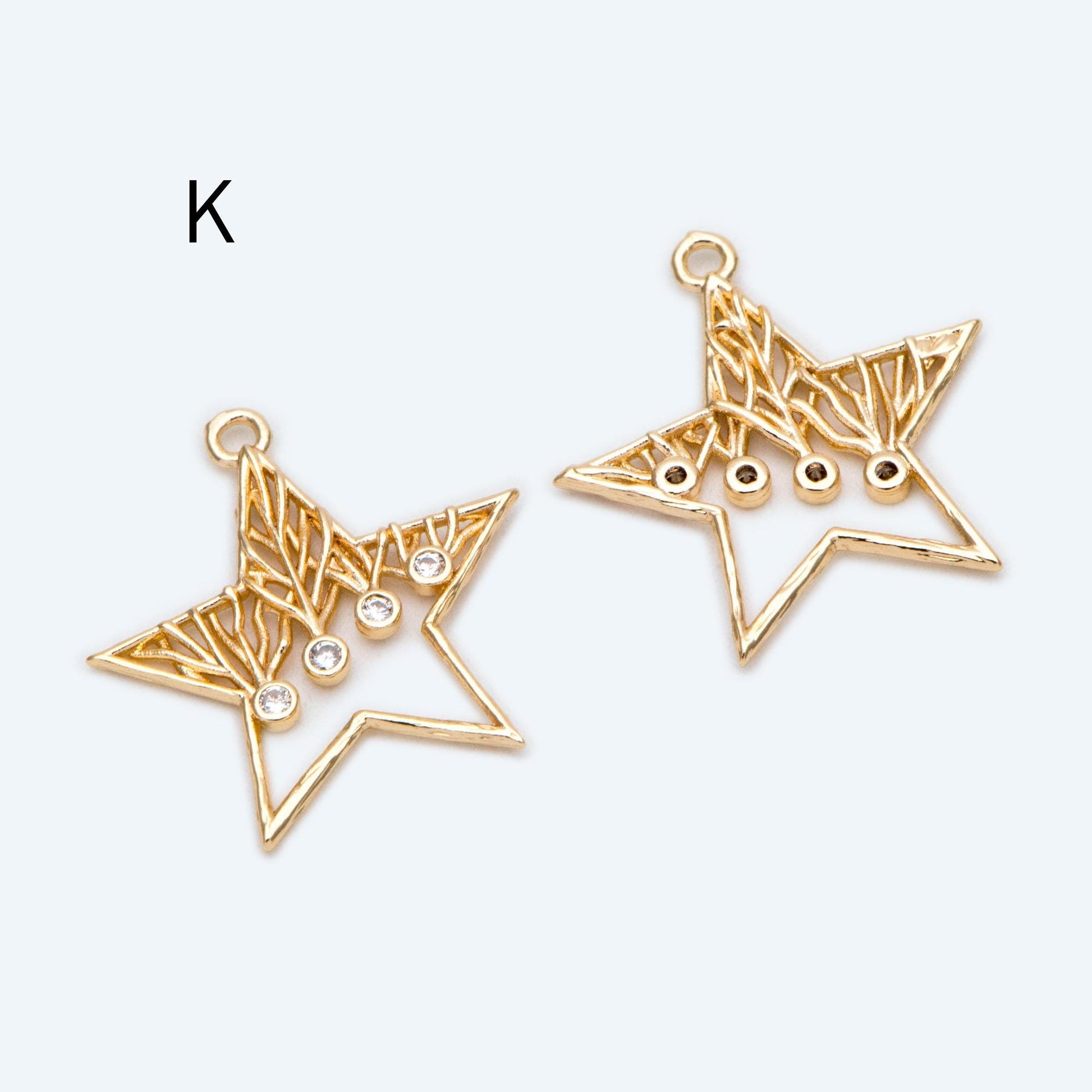 4pcs Gold Star Charm, Earring Findings, Jewelry Making, Diy Material, Jewelry Supplies (GB-2900)