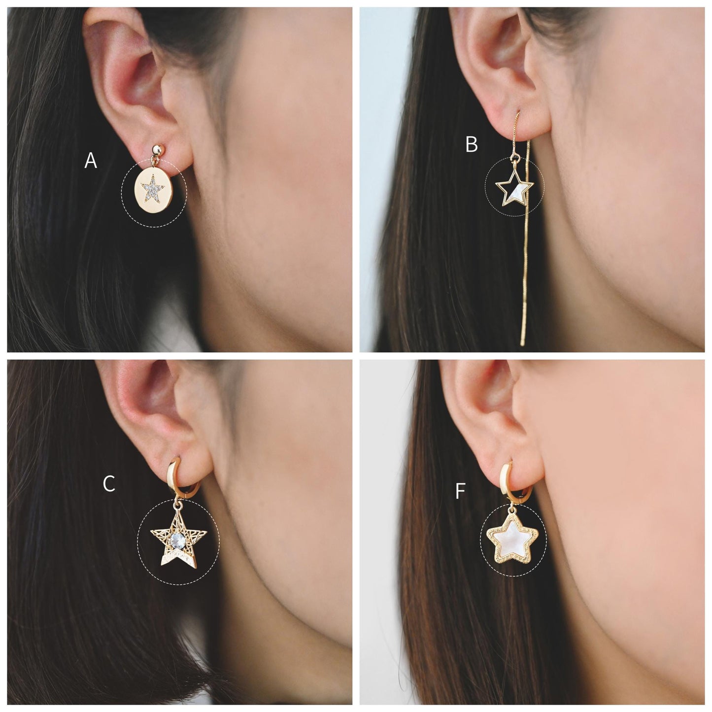 4pcs Gold Star Charm, Earring Findings, Jewelry Making, Diy Material, Jewelry Supplies (GB-2900)