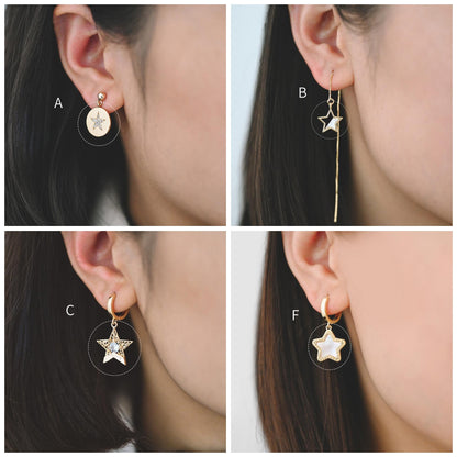 4pcs Gold Star Charm, Earring Findings, Jewelry Making, Diy Material, Jewelry Supplies (GB-2900)