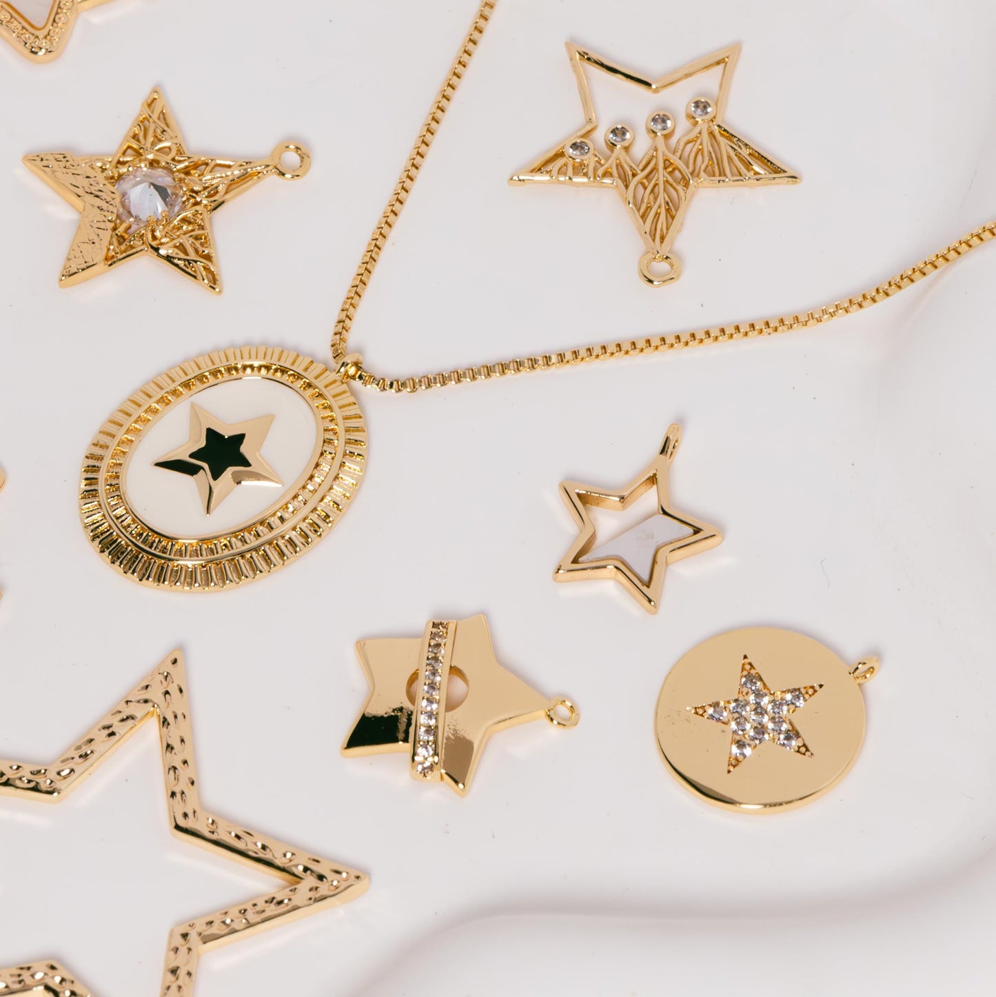 4pcs Gold Star Charm, Earring Findings, Jewelry Making, Diy Material, Jewelry Supplies (GB-2900)