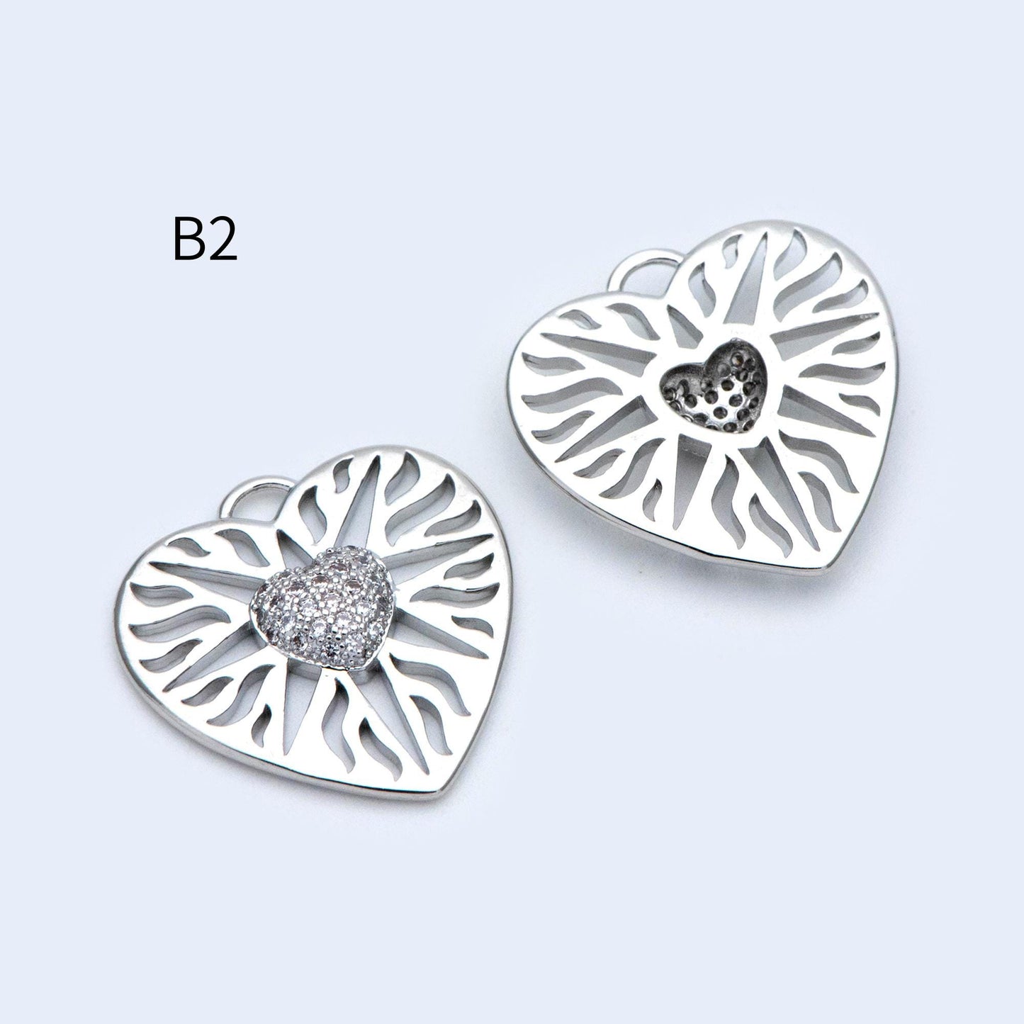 4pcs Gold/ Silver Tone Heart Pendants, 18K Gold/ Rhodium plated Brass, Dainty Heart Charms (GB-1964)