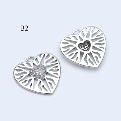 4pcs Gold/ Silver Tone Heart Pendants, 18K Gold/ Rhodium plated Brass, Dainty Heart Charms (GB-1964)