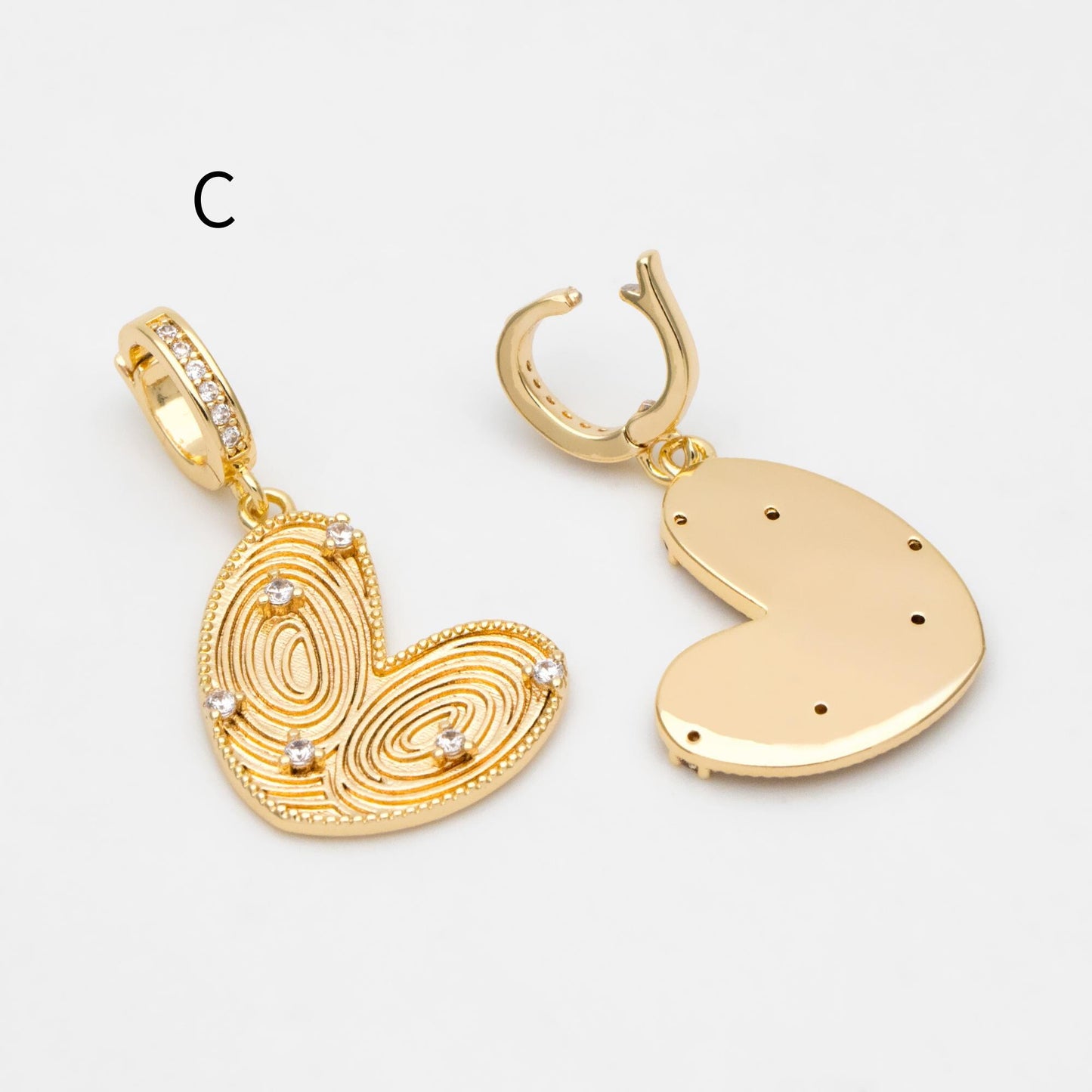 4pcs Gold/ Silver Tone Heart Pendants, 18K Gold/ Rhodium plated Brass, Dainty Heart Charms (GB-1964)
