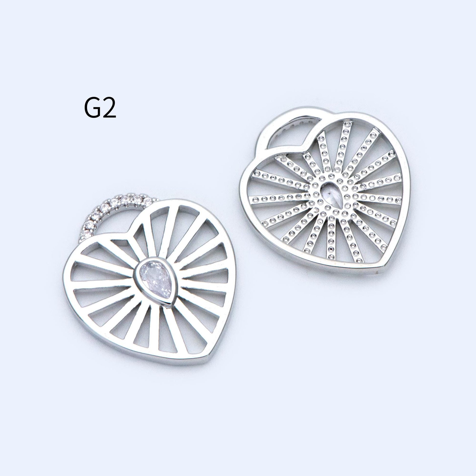 4pcs Gold/ Silver Tone Heart Pendants, 18K Gold/ Rhodium plated Brass, Dainty Heart Charms (GB-1964)