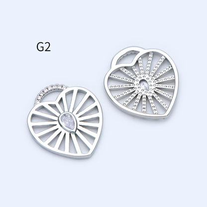 4pcs Gold/ Silver Tone Heart Pendants, 18K Gold/ Rhodium plated Brass, Dainty Heart Charms (GB-1964)