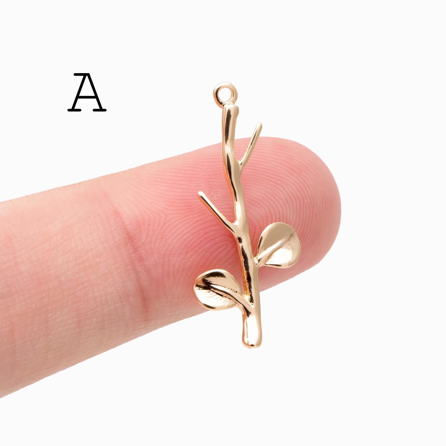 10pcs Gold/ Silver Tone Branch Connectors , Real Gold/ Rhodium plated Brass, Branch Pendants with Two Loops (GB-3622)