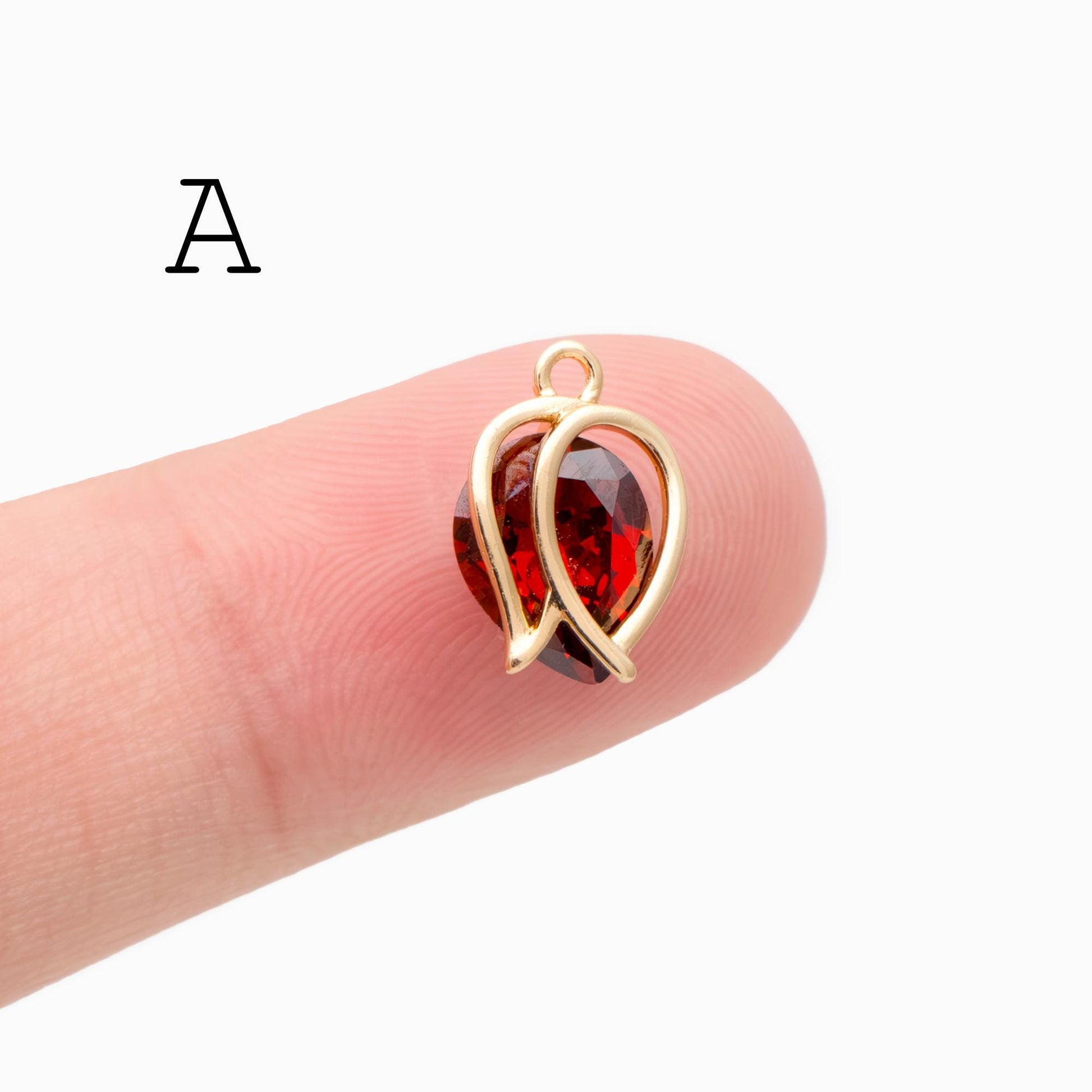 4pcs CZ Pave Flower Charms, 18K Real Gold/ Rhodium plated Brass, Flower Earring Pendants (GB-3579)