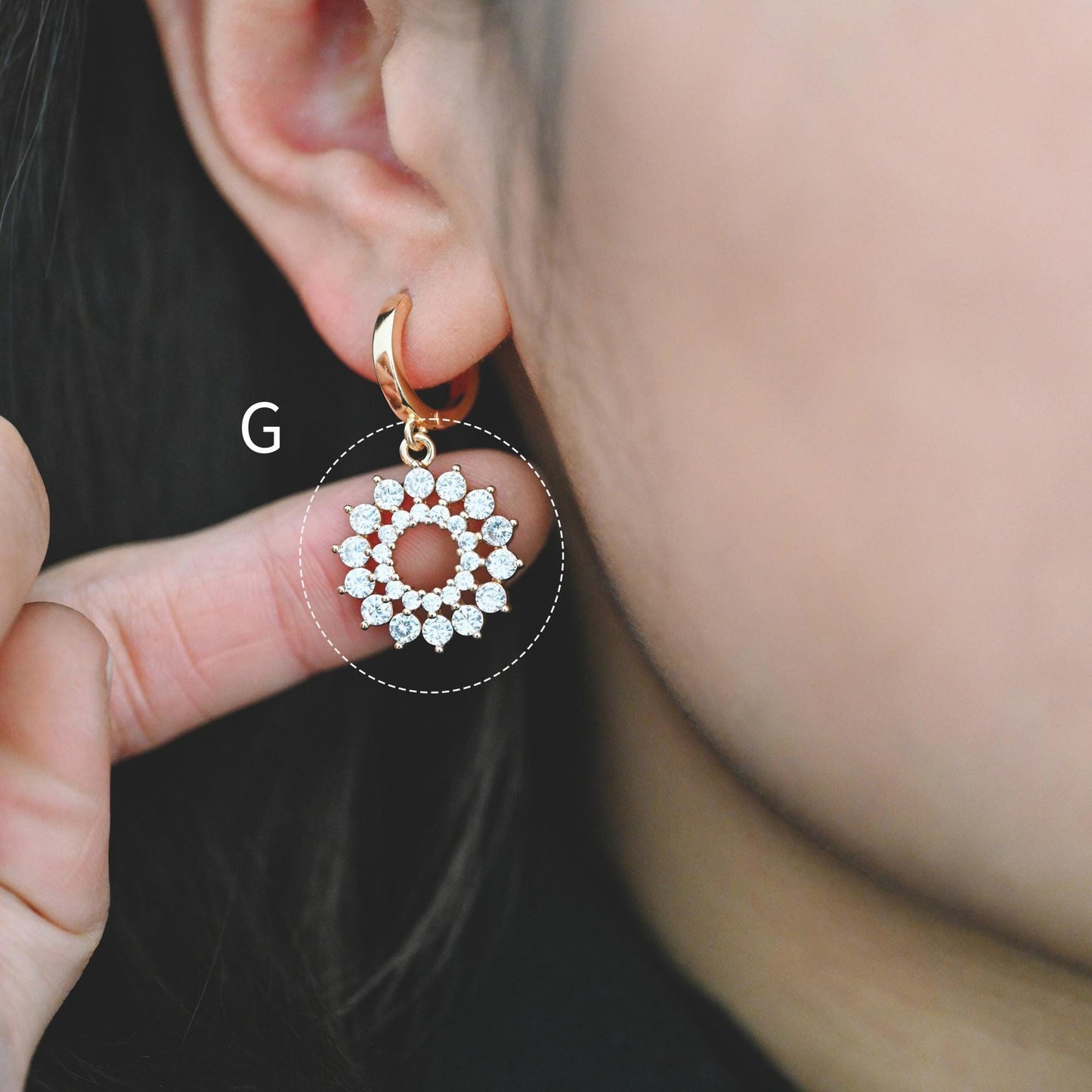 4pcs CZ Pave Flower Charms, 18K Real Gold/ Rhodium plated Brass, Flower Earring Pendants (GB-3579)