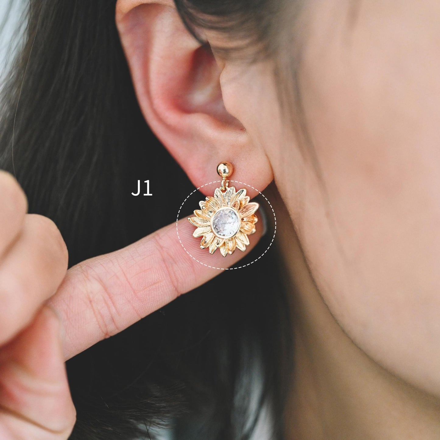 4pcs CZ Pave Flower Charms, 18K Real Gold/ Rhodium plated Brass, Flower Earring Pendants (GB-3579)