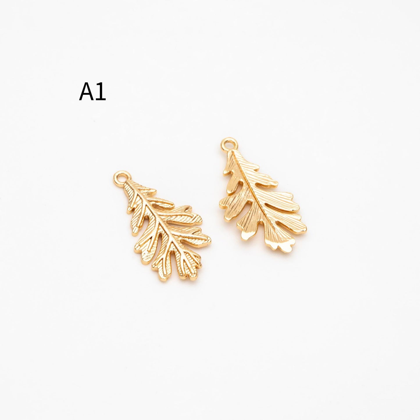 10pcs Gold/ Silver Tone Leaf Charms, Real Gold/ Rhodium plated Brass, Leaf Earring Pendants (GB-214)