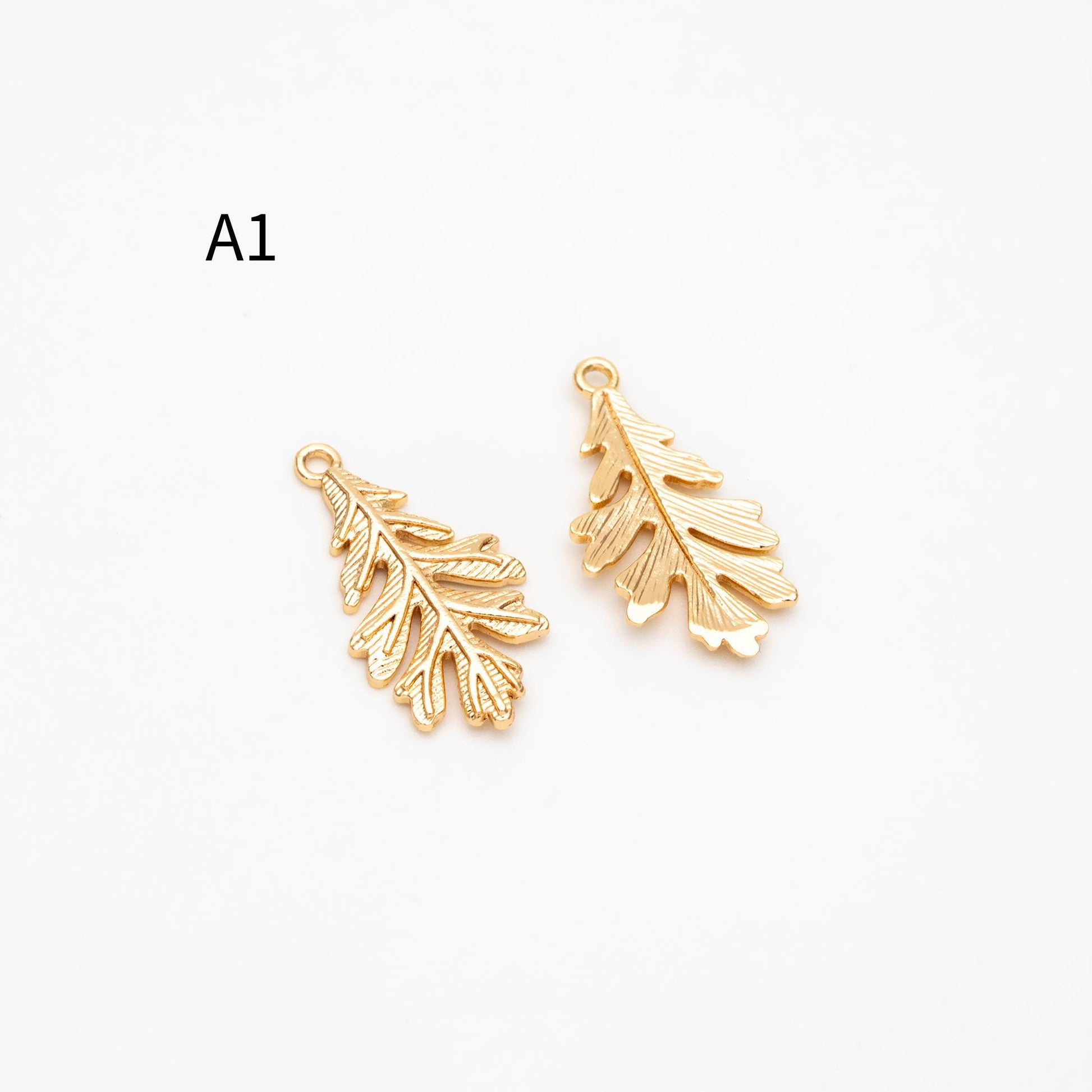 10pcs Gold/ Silver Tone Leaf Charms, Real Gold/ Rhodium plated Brass, Leaf Earring Pendants (GB-214)