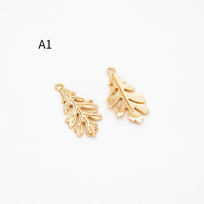 10pcs Gold/ Silver Tone Leaf Charms, Real Gold/ Rhodium plated Brass, Leaf Earring Pendants (GB-214)