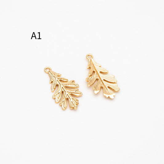10pcs Gold/ Silver Tone Leaf Charms, Real Gold/ Rhodium plated Brass, Leaf Earring Pendants (GB-214)