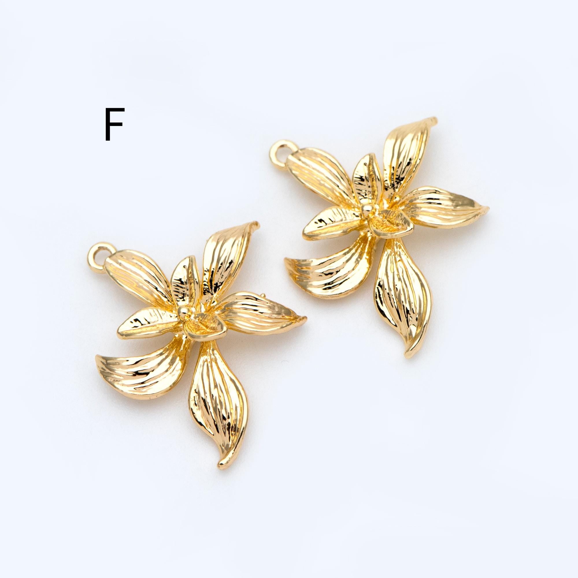 10pcs Gold/ Silver Tone Leaf Charms, Real Gold/ Rhodium plated Brass, Leaf Earring Pendants (GB-214)