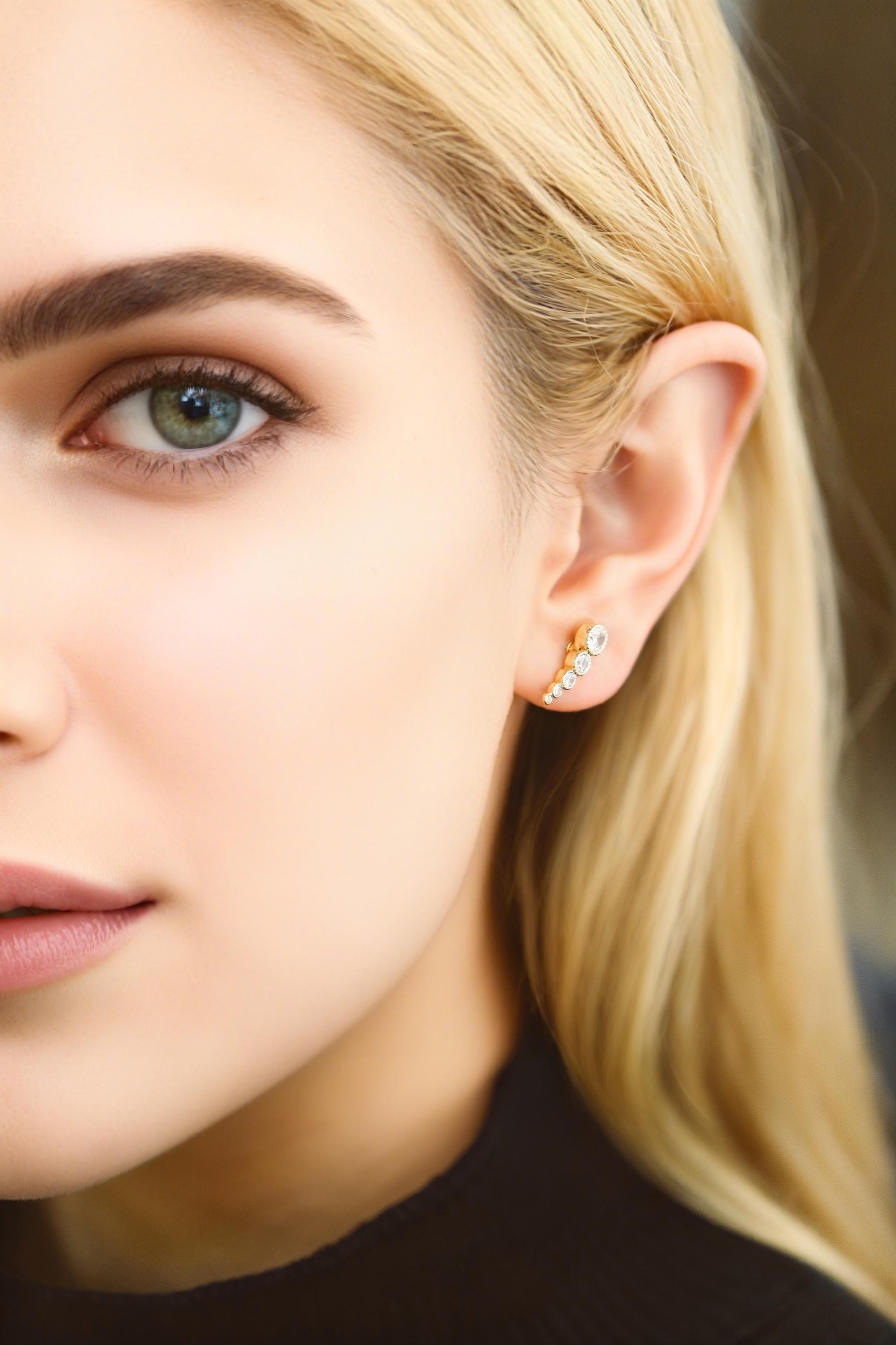 4pcs CZ Pave Bubble Cluster Earrings 13x4mm, 18K Gold Plated Brass, Dainty Stud Earrings (GB-4455)