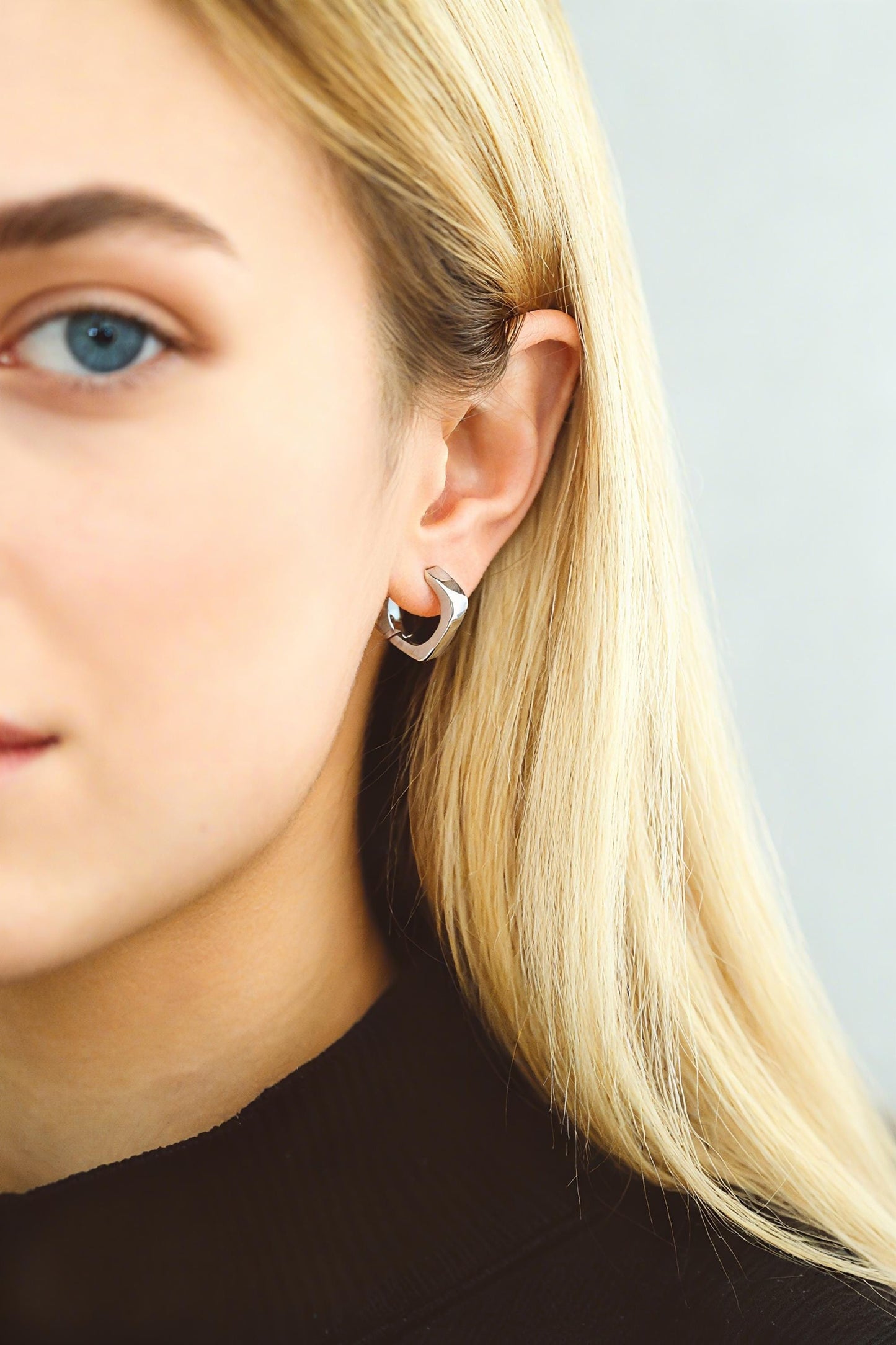 4pcs Gold/ Silver Tone Square Earrings, 18K Gold/ Rhodium plated Brass, Huggie Earrings, Minimalist Earrings (GB-4538)