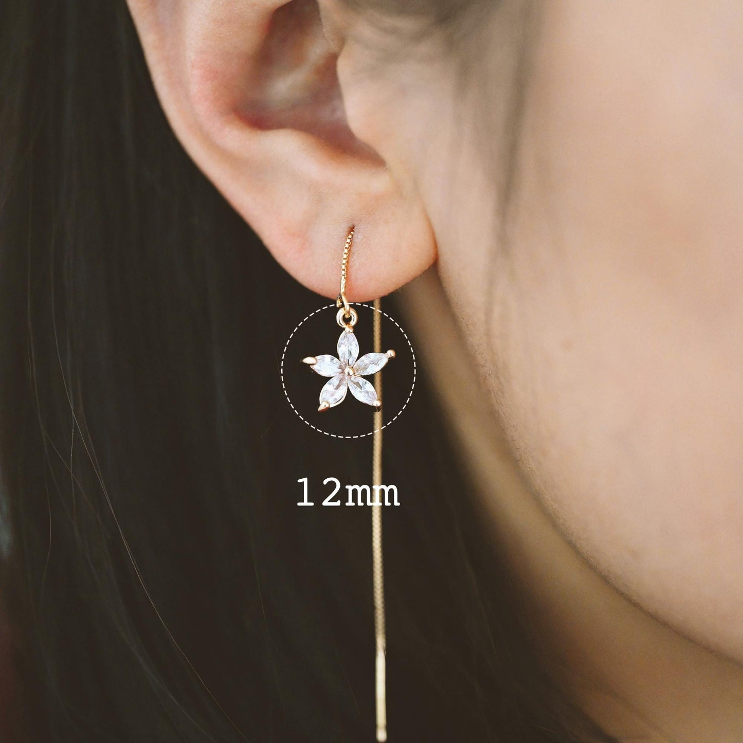 4pcs Gold/ Silver CZ Flower Charms , Real Gold/ Rhodium plated Brass, Cubic Zirconia Flower Pendants (GB-584)