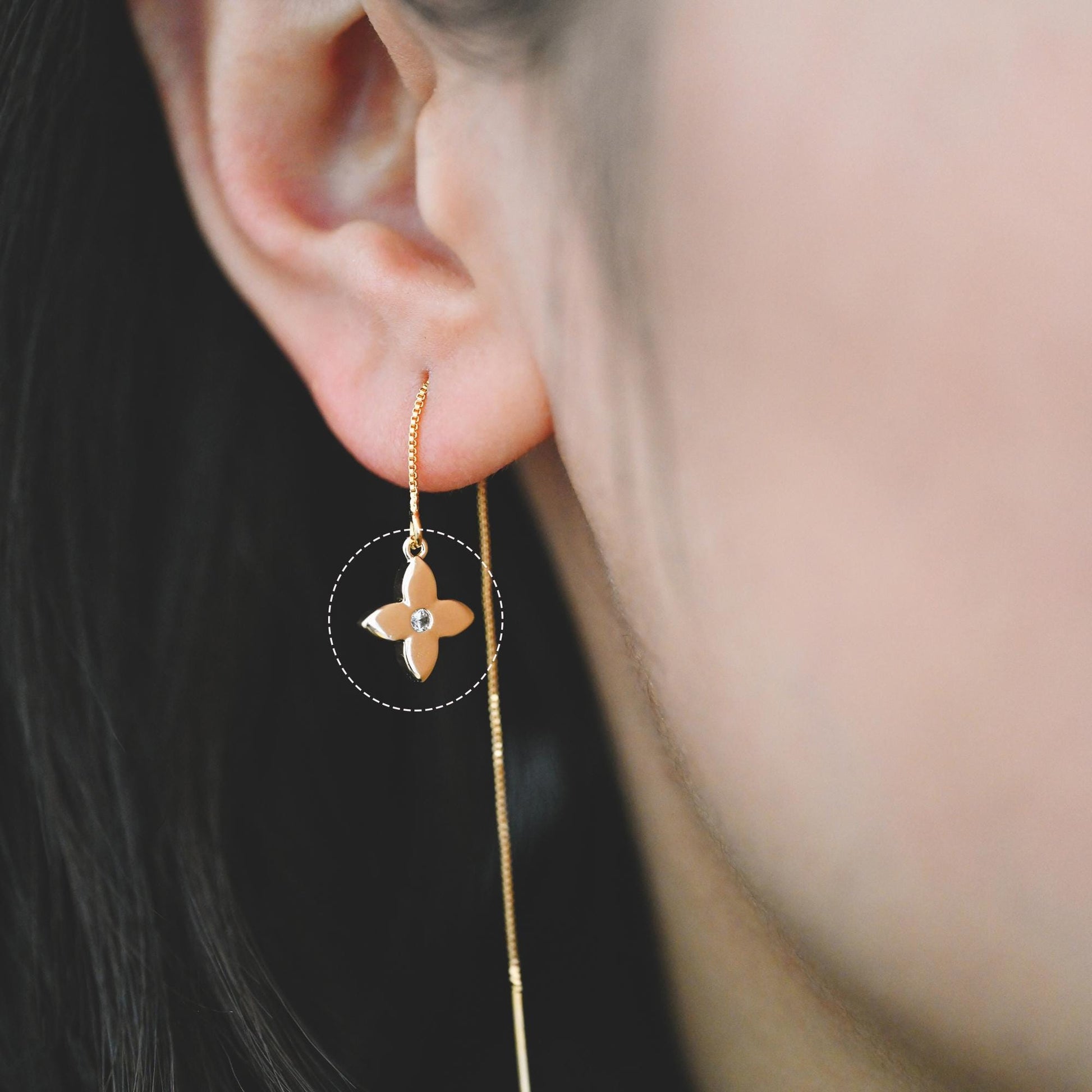 4pcs Gold/ Silver Tone CZ Pave Flower Leaf Charms , Real Gold/ Rhodium plated Brass, Dainty Earring Pendants (GB-978)