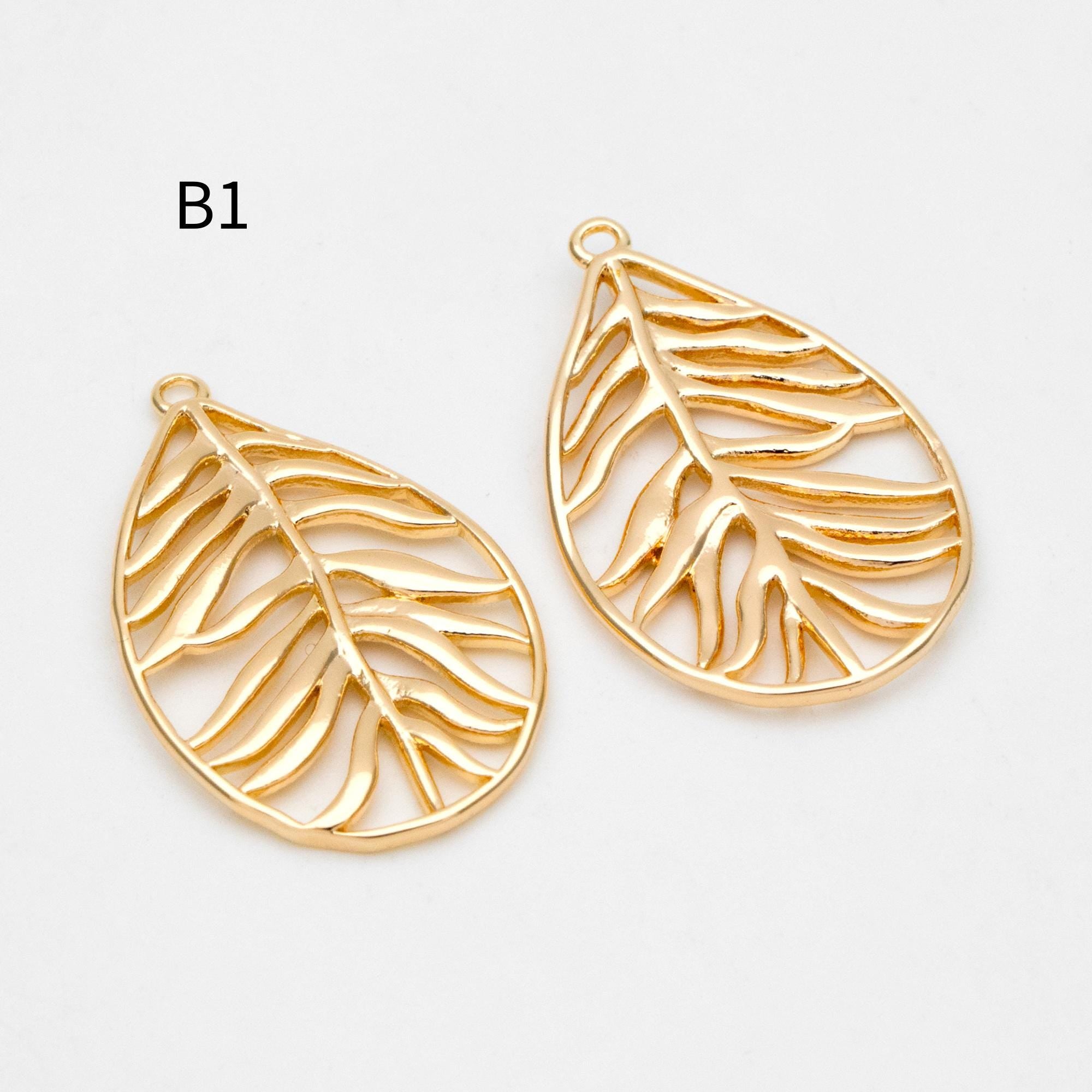 10pcs Gold/ Silver Tone Leaf Charm Pendants, Gold/ Rhodium plated Brass, Lead Nickel Free (GB-3057)