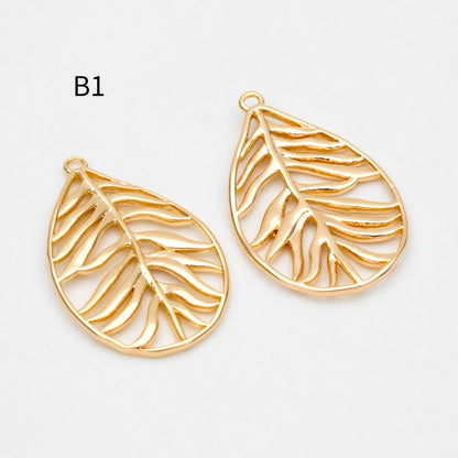10pcs Gold/ Silver Tone Leaf Charm Pendants, Gold/ Rhodium plated Brass, Lead Nickel Free (GB-3057)