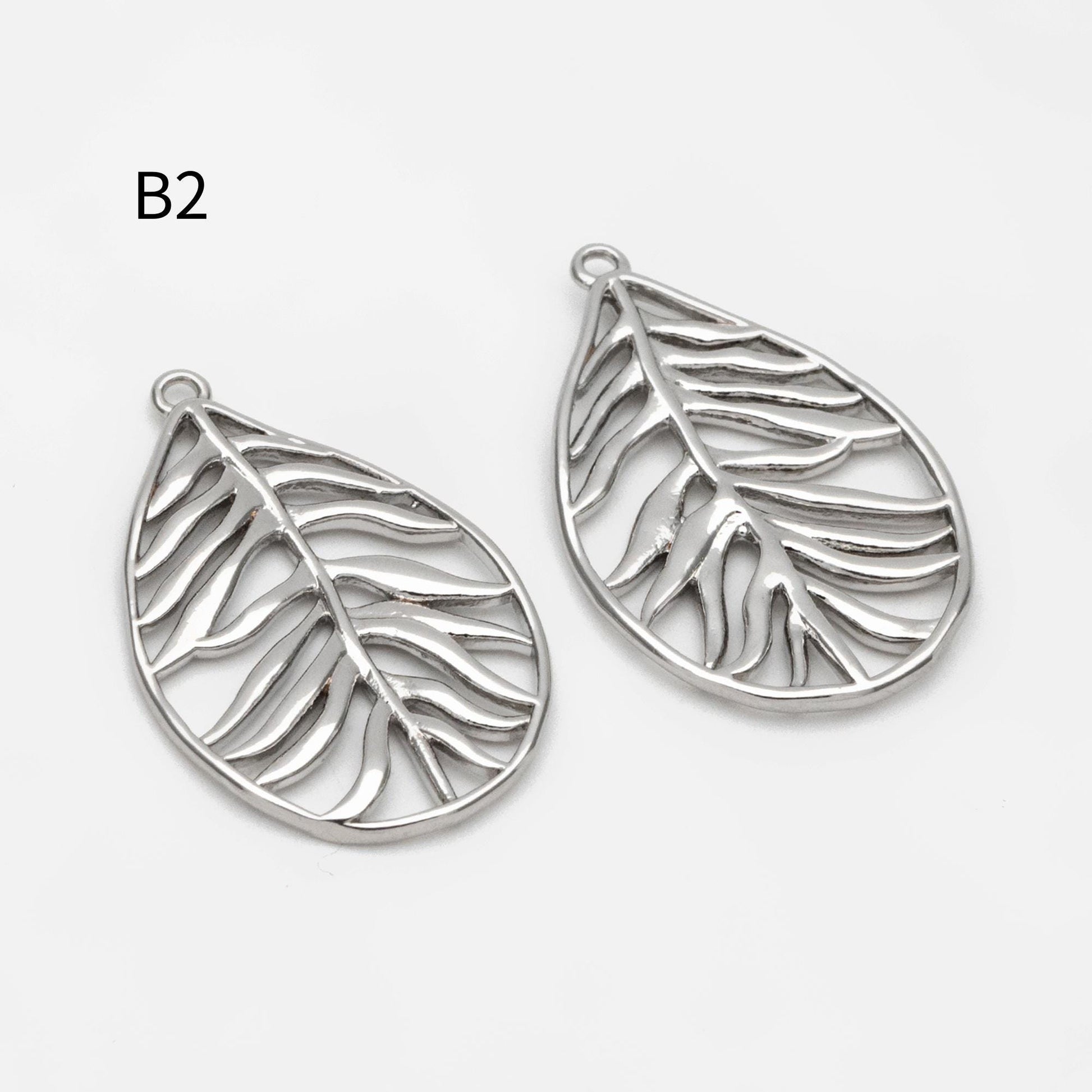 10pcs Gold/ Silver Tone Leaf Charm Pendants, Gold/ Rhodium plated Brass, Lead Nickel Free (GB-3057)