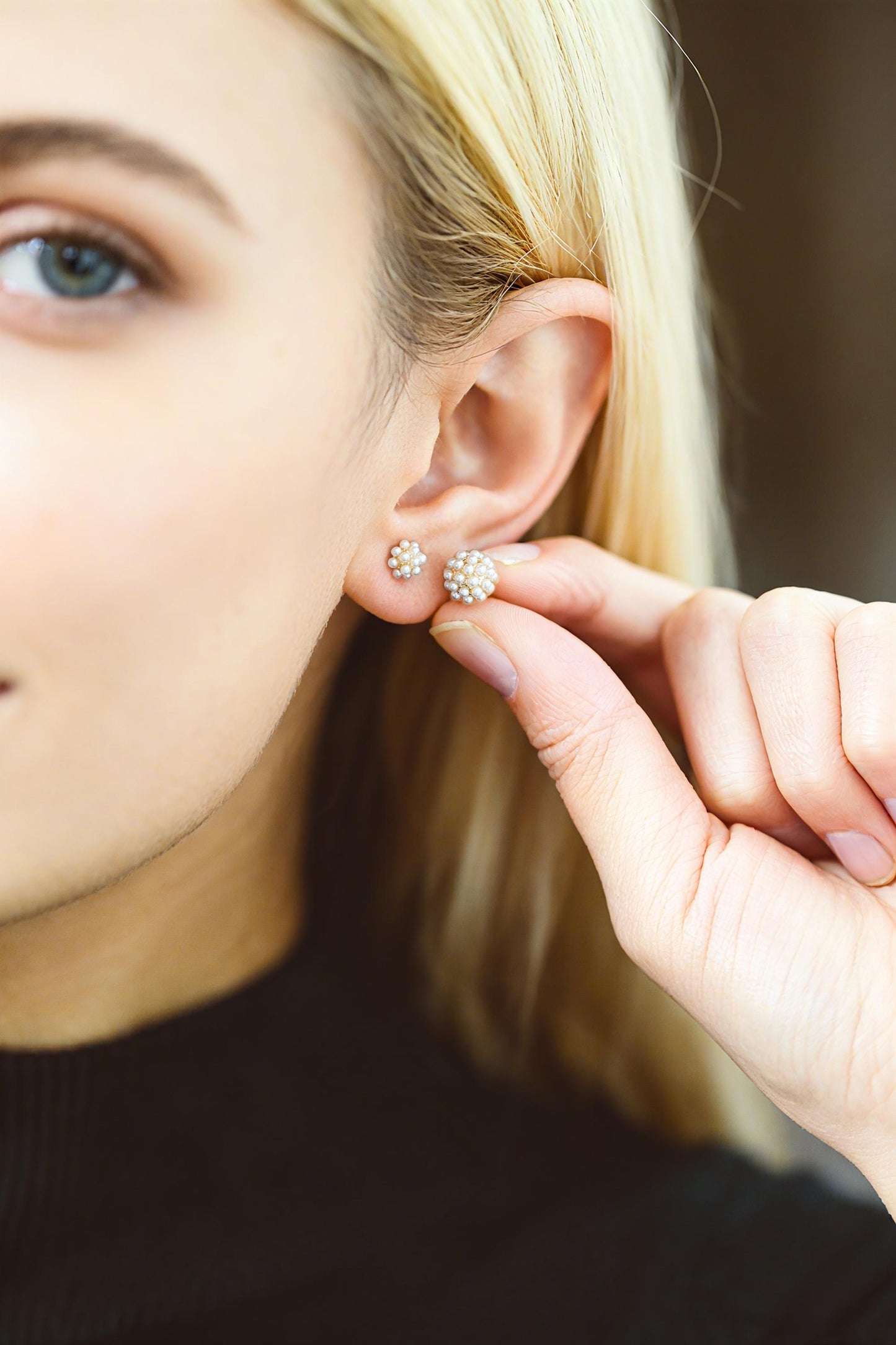 10pcs Gold Faux Pearl Earrings, Gold Plated Brass, Dainty Stud Earring (#GB-4632)