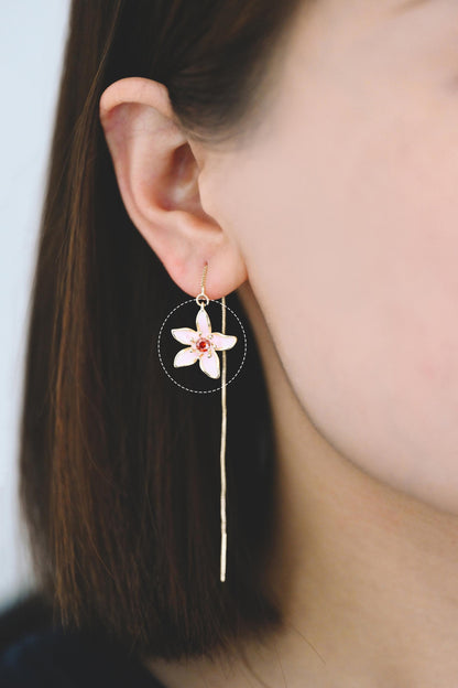 4pcs Gold/ Silver Tone Enamel Flower Charms, 18K Real Gold/ Rhodium plated Brass, Floral Earring Pendants (GB-3950)