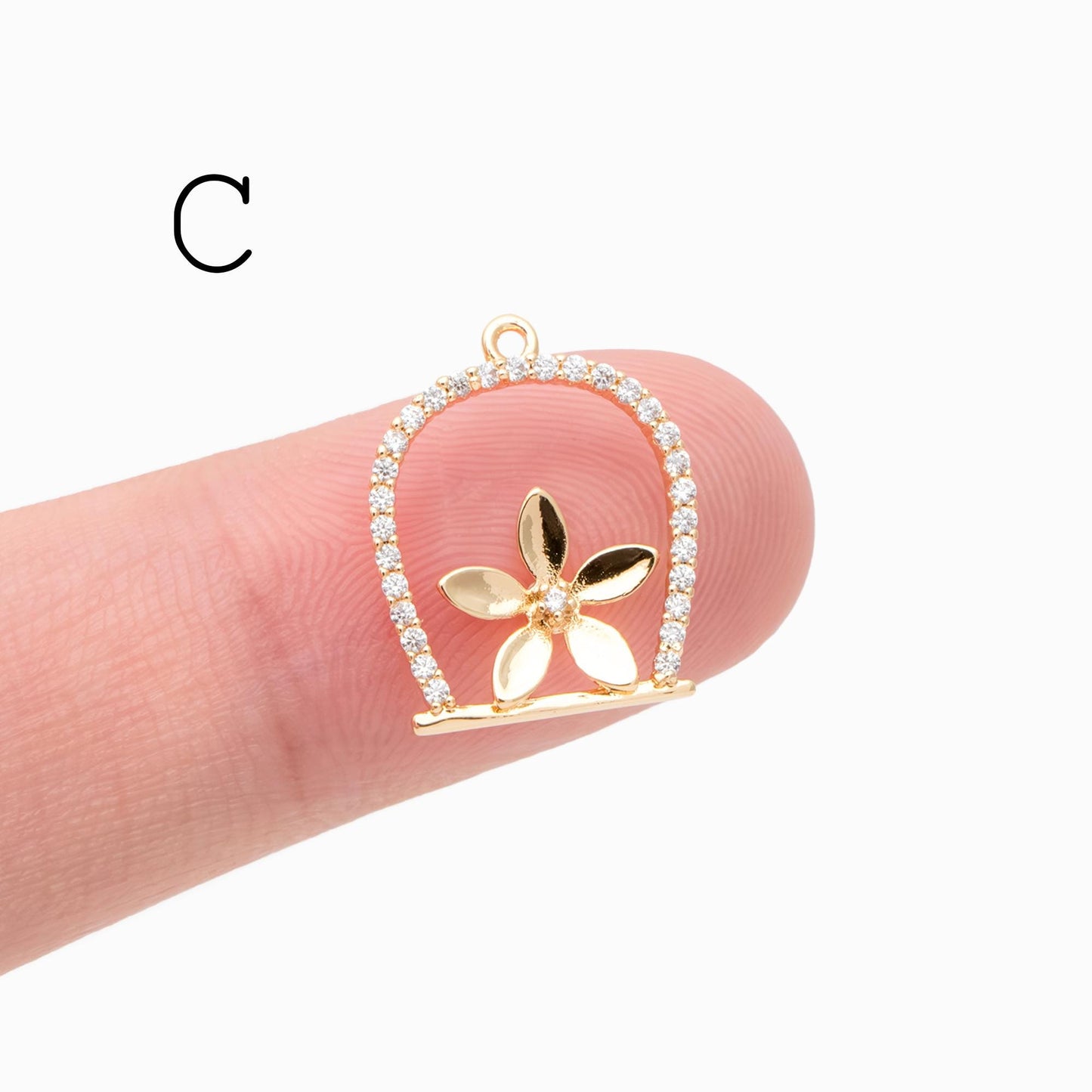 4pcs Gold/ Silver Tone Flower Leaf Charms , 18K Gold/ Rhodium plated Brass, Dainty Earring Pendants (GB-3118)