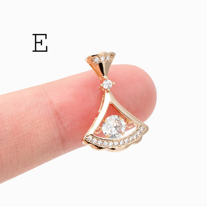 4pcs Gold/ Silver Tone Flower Leaf Charms , 18K Gold/ Rhodium plated Brass, Dainty Earring Pendants (GB-3118)