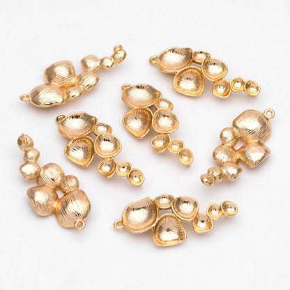 10pcs Gold Lotus Leaf Connectors, 18K Gold plated Brass, Lotus Leaves Charm Connectors (GB-3076)