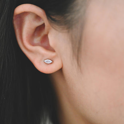 10pcs CZ Pave Daity Earring Studs, 18K Gold/ Rhodium plated Brass Ear Posts, Geometric Earring Findings (#GB-2618)