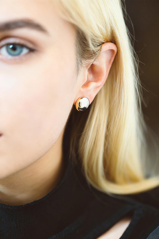 4pcs Gold Round Ear Post 13mm, 18K Gold plated Brass, Geometric Stud Earring Components (GB-3634)