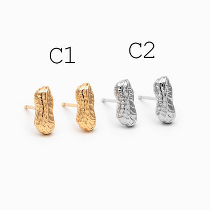 10pcs Gold/ Silver Nut Charms Earrings, 18K Real Gold/ Rhodium Plated Brass, Dainty Stud Earring (#GB-4685)
