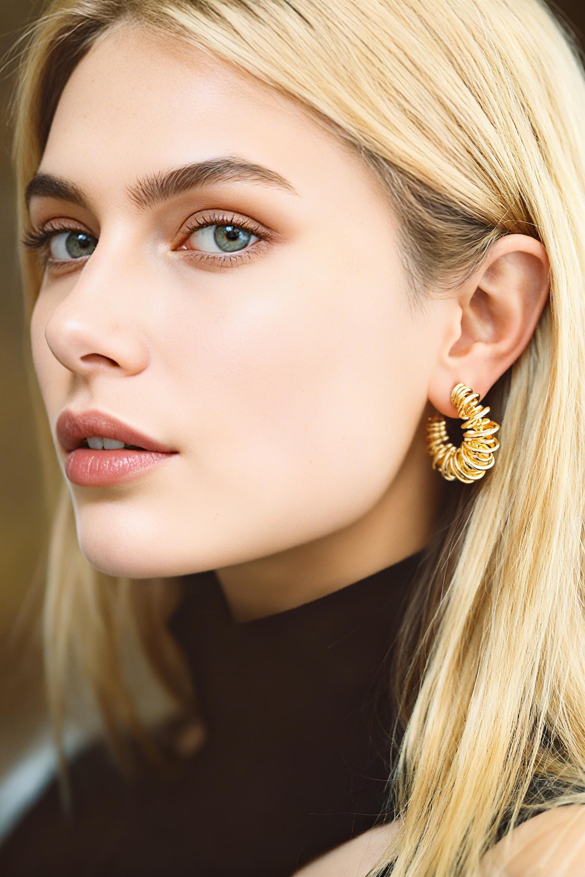 4pcs Gold/ Silver Round Circle Ear Posts 28mm, Twisted Wire Stud Earrings, Geometric Hoop Earrings (GB-3760)