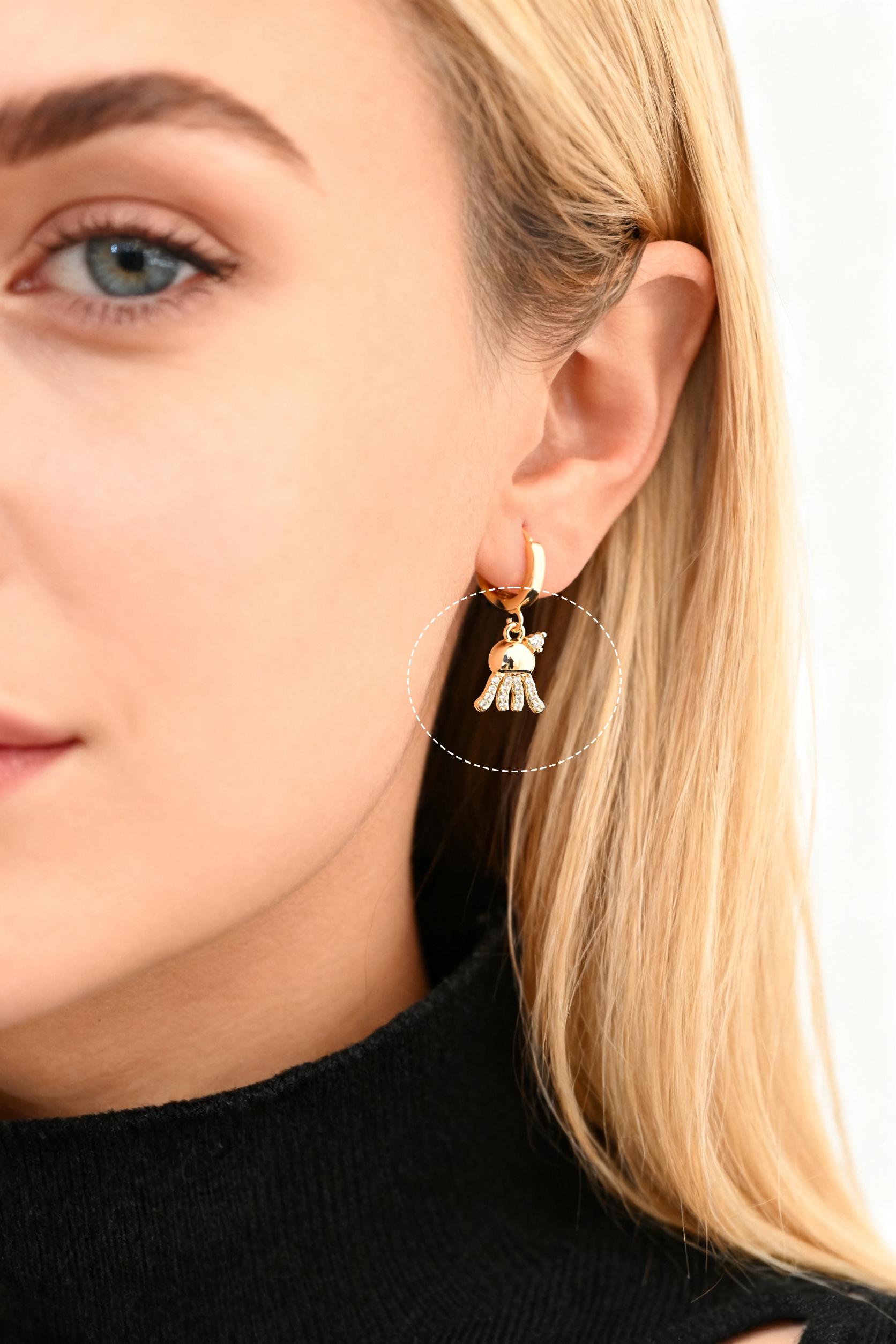 4pcs CZ Pave Gold/ Silver Tiny Marine Animal Charm, Gold/ Rhodium plated Brass Ocean Charm, Earring Charm, Beach Jewelry (GB-3781)