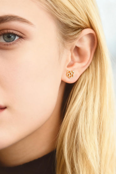 10pcs CZ Pave Gold Honeycomb Earring,Honey Comb Minimalist Earrings. Dainty Geometric earrings (GB-3896)
