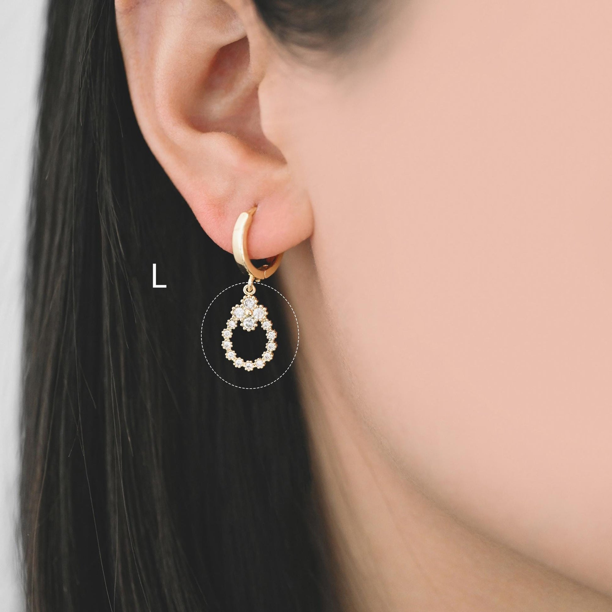 4pcs CZ Pave Gold/ Silver tone Flower Charm Pendants , Real Gold/ Rhodium plated Brass Earring charms, Color Not Easily Tarnish (GB-321)