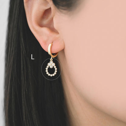 4pcs CZ Pave Gold/ Silver tone Flower Charm Pendants , Real Gold/ Rhodium plated Brass Earring charms, Color Not Easily Tarnish (GB-321)